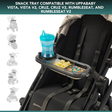 Snack Tray Fits For Uppababy Vista V3/Vista V2/Vista/Cruz/Cruz V2/ Rumbleseat/Rumbleseat V2, Updated Snack Tray With Two Snack C