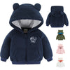 Newborn Infant Baby Boys Girls Cartoon Fleece Hooded Jacket Coat With Ears Warm Outwear Coat Zipper Up (9-12M, Navy Blue)