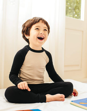 Vaenait Kids Toddler Long Sleeve Modal Sleepwear Pjs 2Pcs Set Modalraglan Black&Beige Xs