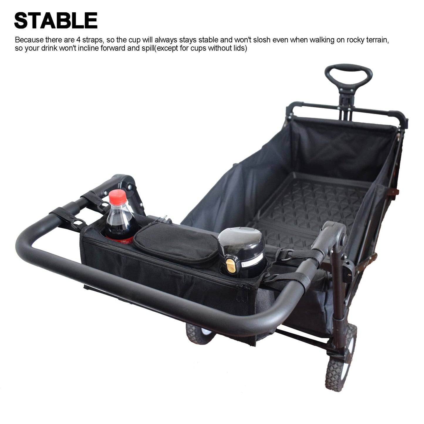 Yeedoido Non-Slip Organizer For Wagon, Parent Console Caddy With Cup Holders Universal For Folding Kids Pet Stroller Adjustable