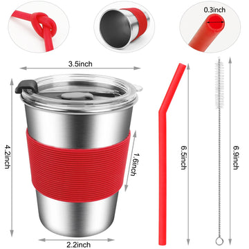 Ewsnmata Kids Cups With Straws Spill Proof, Stainless Steel Sippy Cups With Lids, 12Oz Toddlers Straws Tumbler, 6 Pack Unbreakab