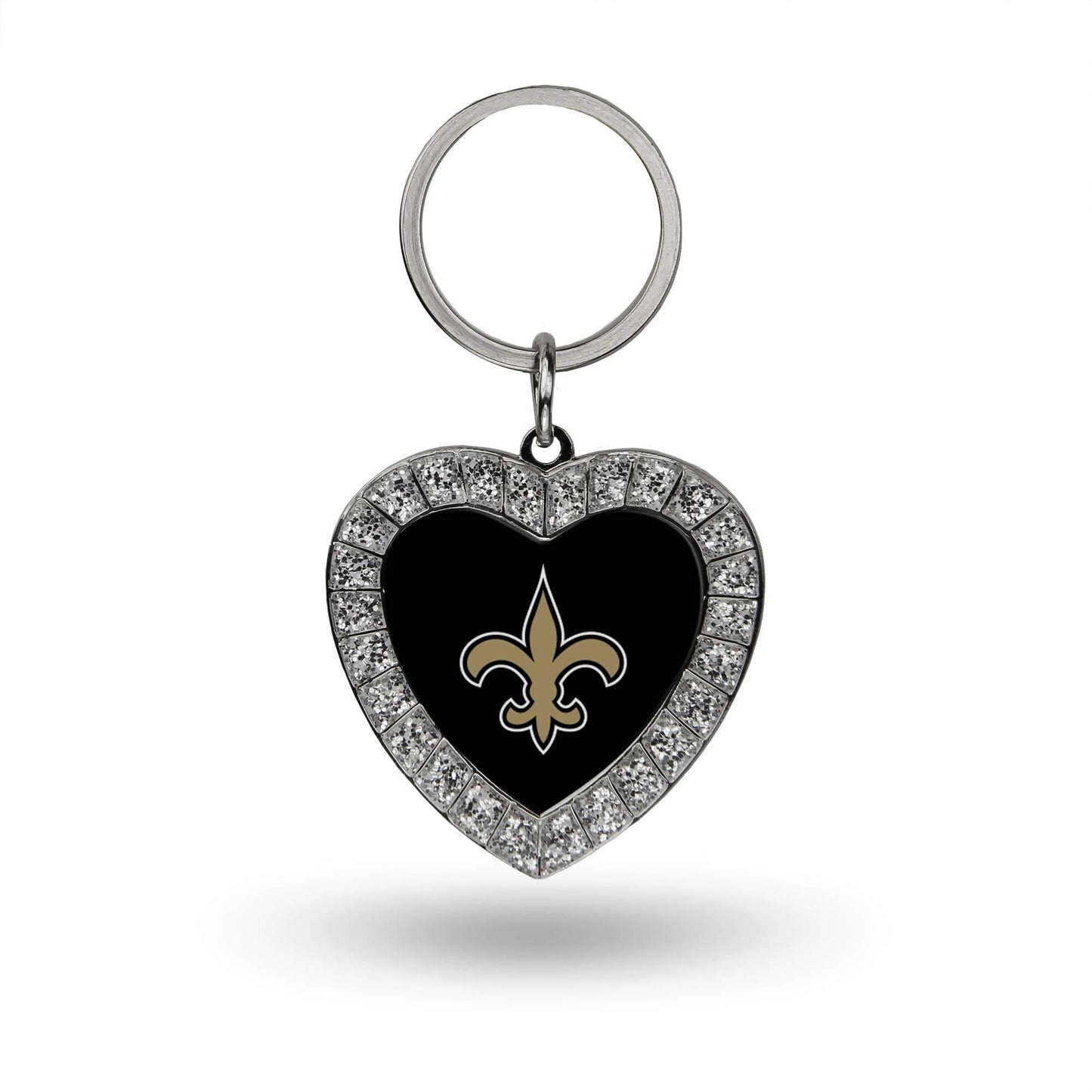 Rico Industries Nfl New Orleans Saints Metal Rhinestone Heart Keychain , 138 X 3