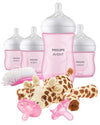 Philips Avent Natural Baby Bottle With Natural Response Nipple, Pink Baby Gift Set With Snuggle, Scd838/03