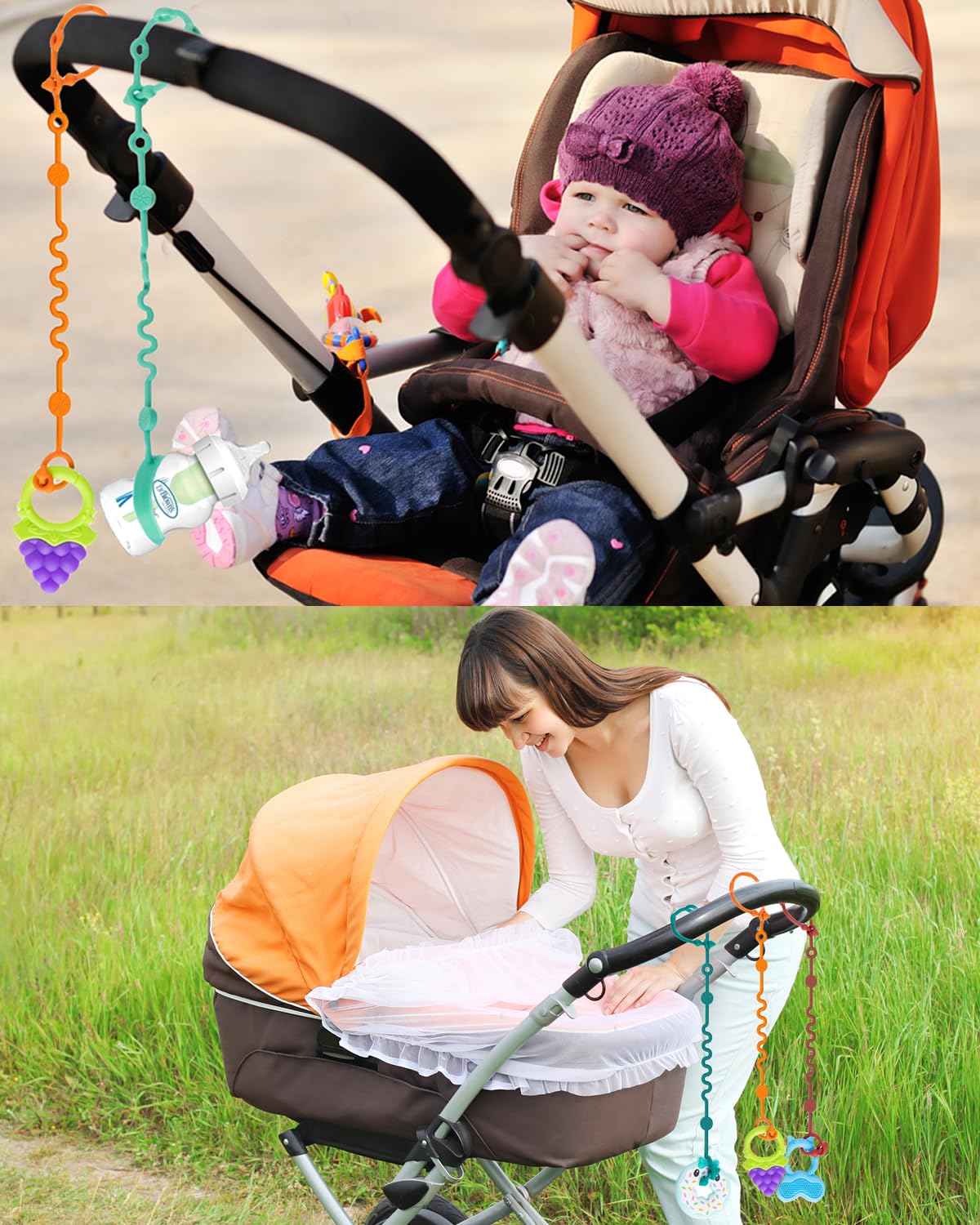 Littlehugs Toy Straps For Baby, 5Pcs Adjustable Toy Holder For Stroller Accessories, Silicone Baby Tether Pacifier Clip, No Thro