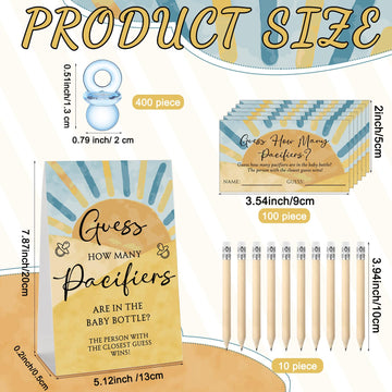 Roowest 512 Pcs Baby Shower Games Guess How Many Pacifiers Sign 100 Small Guessing Games 10 Hb Pencils 750Ml Milk Bottle 400 Acr