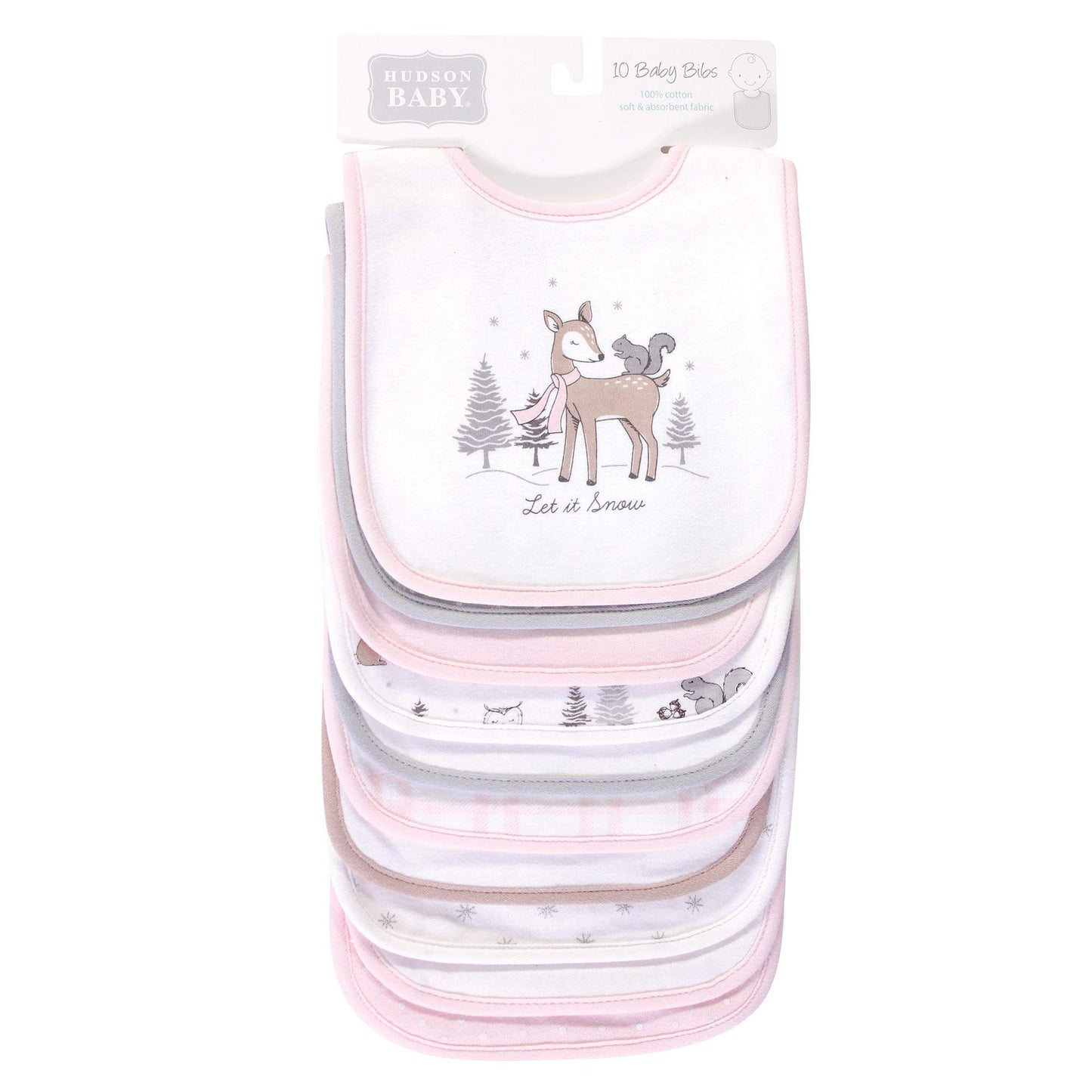 Hudson Baby Unisex Baby Cotton Bibs, Winter Forest, One Size