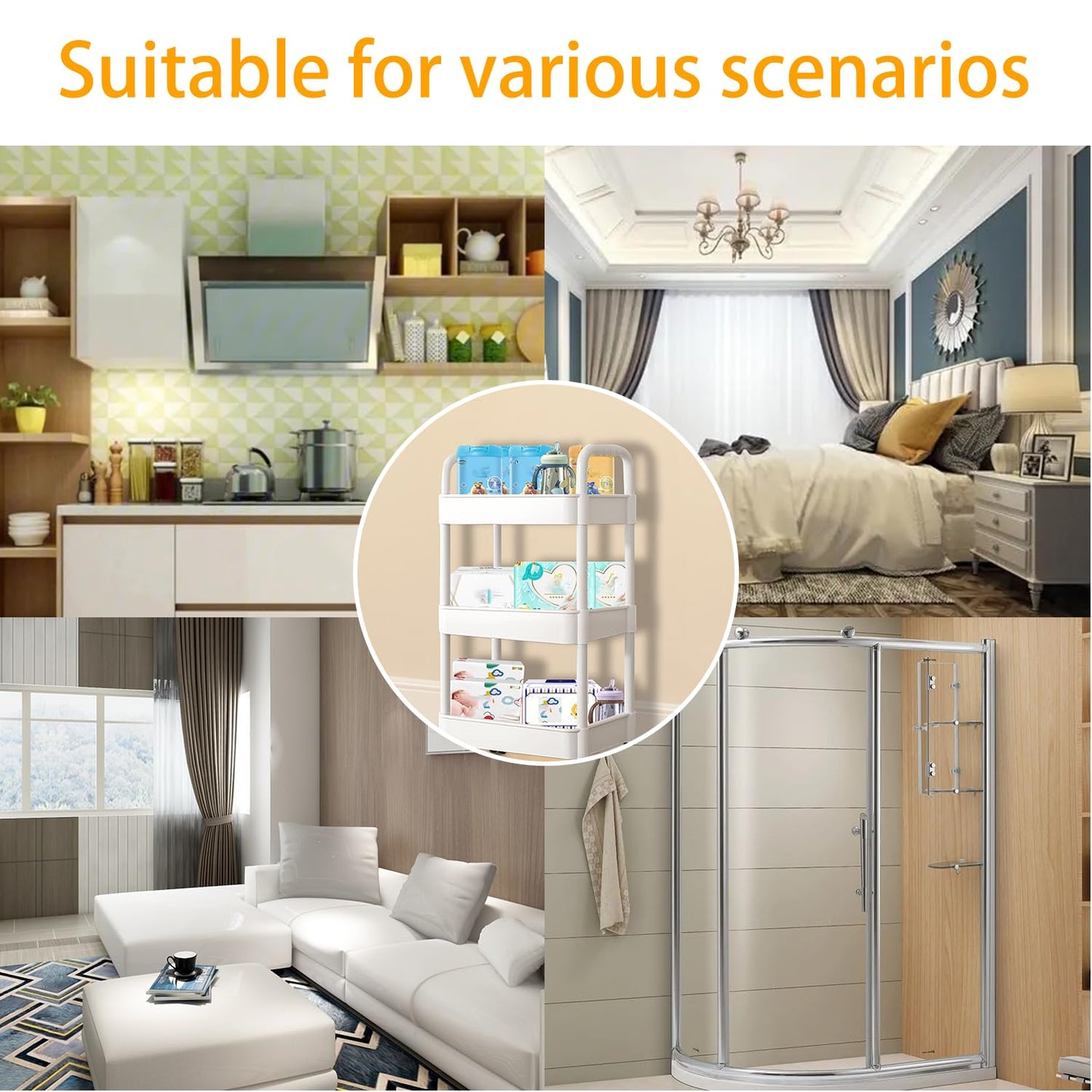 Baby Diaper Caddy, Plastic Movable Diaper Cart With Wheels Newborn Nursery Essentials Baby Diapers Organizer For Changing Table