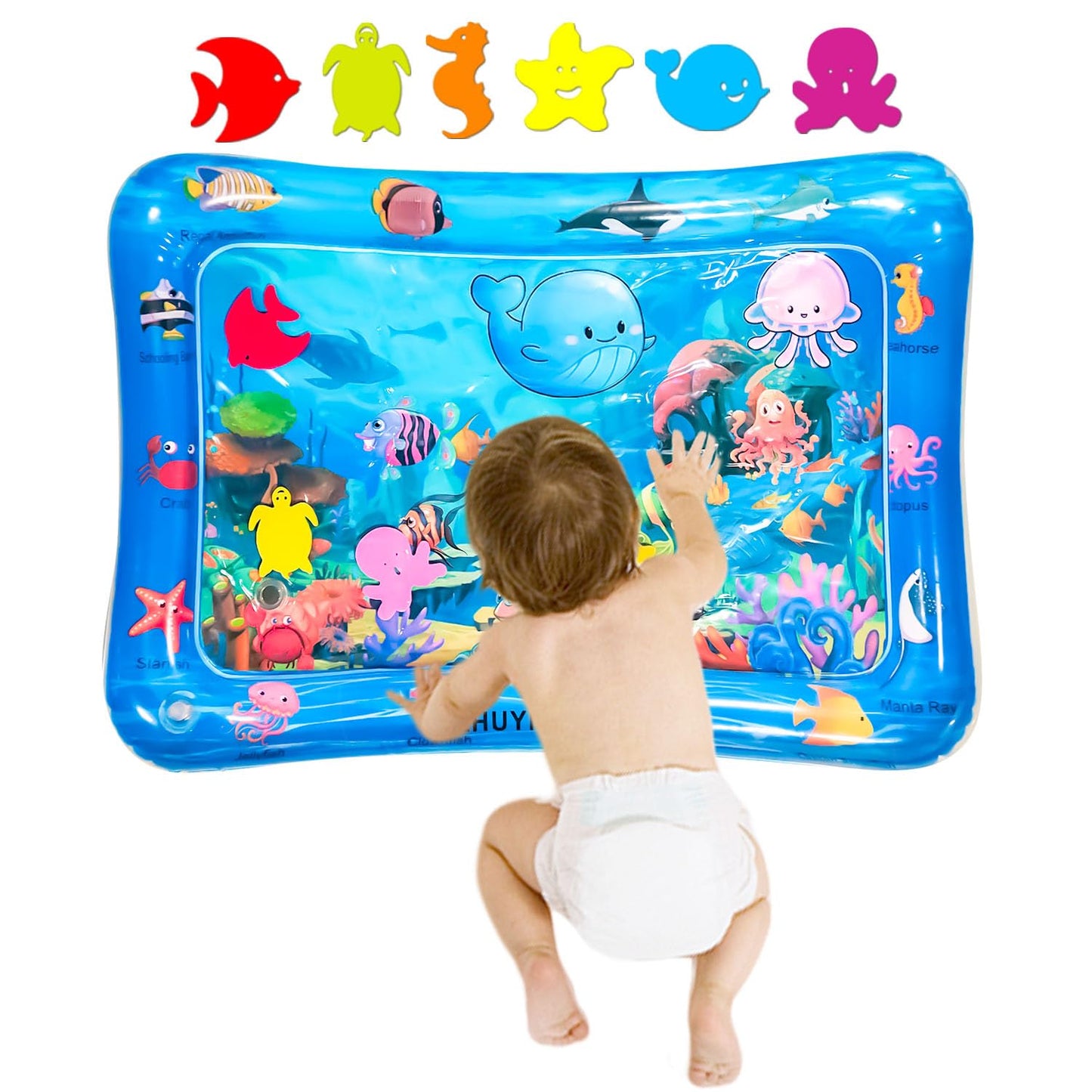 Zhuynxir Infant Toy, Tummy Baby Toys, Inflatable Play Mat Water Cushion Baby Water Mat, Fun Early Development Activity Play Cent