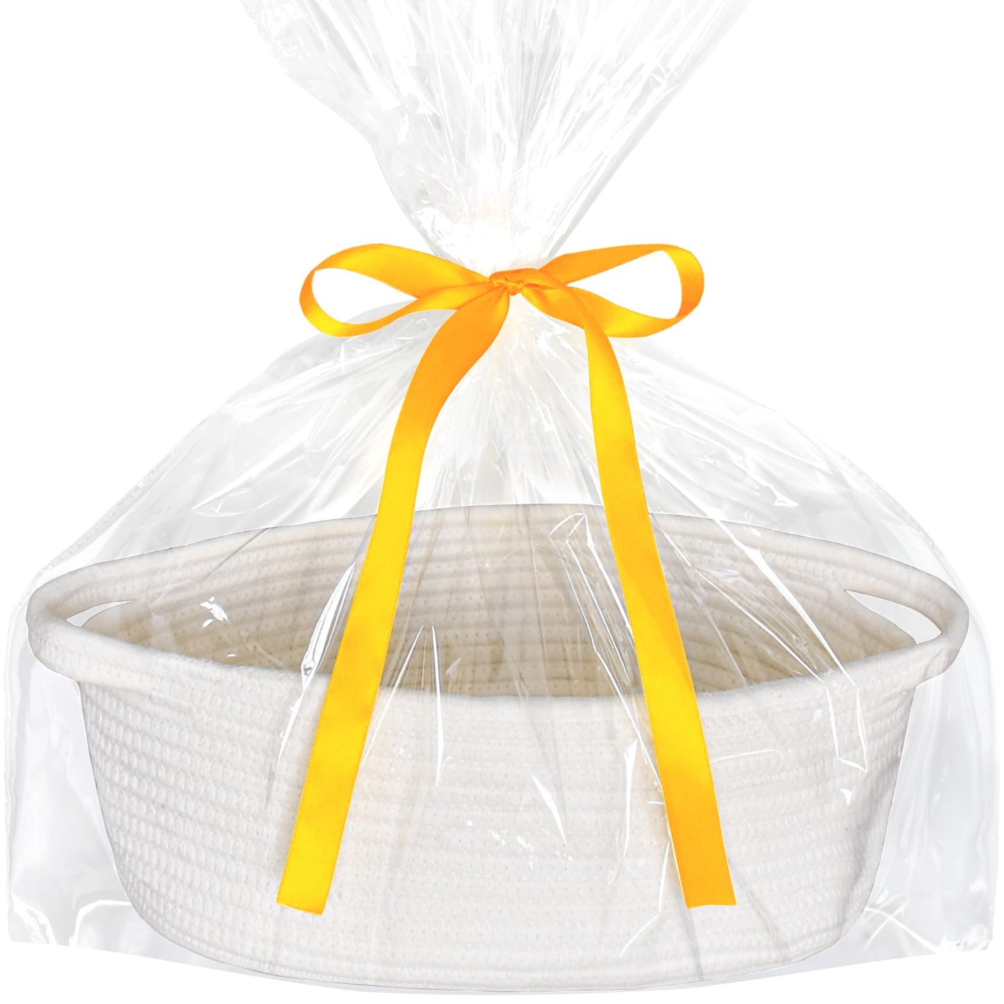 ABenkle Small Basket with Gift Bags and Ribbons, Empty Gift Baskets, Decorative Boho Rope Woven Nursery Storage Organizer Toy Ba