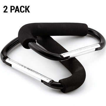 2 Pack Large Stroller Hooks Grocery Bag Carrier Helper Holder Handles Carabiner Stroller Organizer Multipurpose Snap Hook Clips