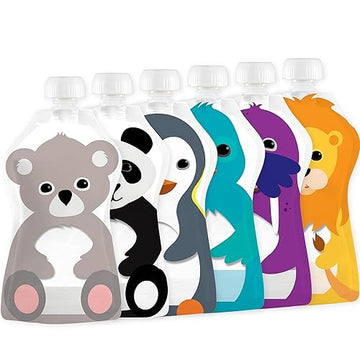 Squooshi Reusable Baby Food Pouches - 3.4 Oz-6 Small Pouches - Baby Food Storage - Pouches Toddler - Refillable Squeeze Pouch Fo