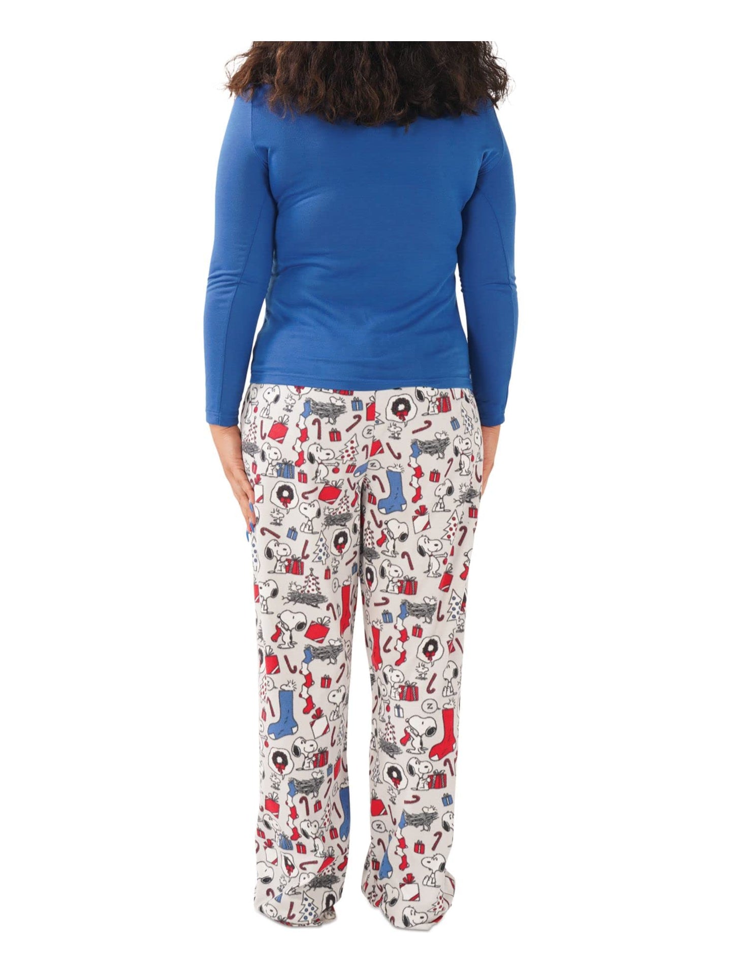 Nite Nite Munki Munki Women'S Ls Tee And Pant Jersey Pj Set, Snoopy Holiday Cheer, Small