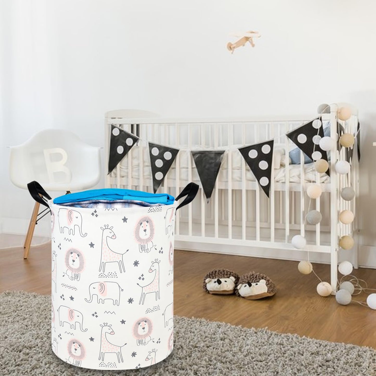 Fxocshe Animal Hamper,Baby Laundry Hamper,Jungle Laundry Basket,Waterproof Foldable Nursery Baby Basket,Toys Box,Jungle Bedroom