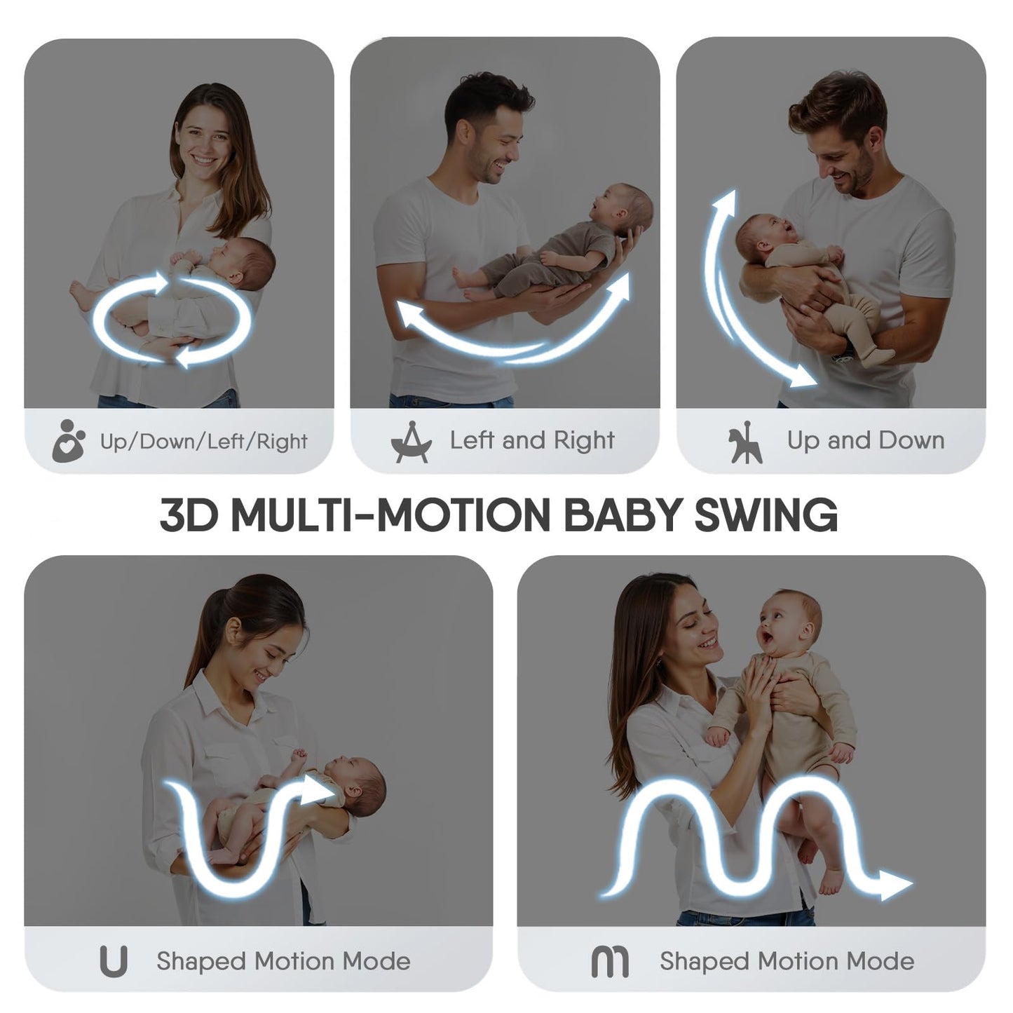 Baby Swings For Infants, Fasonbaby Multi-Motion Baby Swing, Bluetooth Infant Swing With 5 Motions & 4-Speeds, 10 Preset Soothing