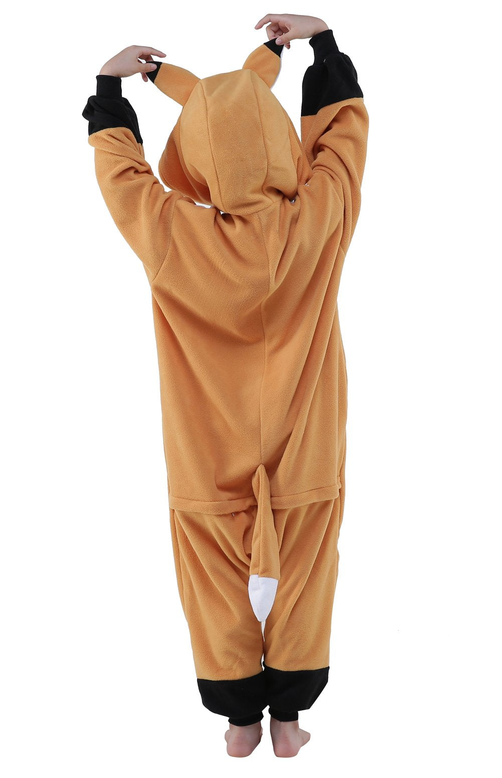 CANASOUR Fox Onesie Kids Halloween Cosplay Costume Girls One Piece Pjs Anime Unisex Hoodie Pajamas Brown For 10-12 Years Boys Pa