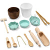 Tiangrid 14pcs Sensory Bin Tool Sensory Tools for Boys and Girls Fine Motor Skill Toys Wooden Tong Spoons Bowls Plate Hammer Mag