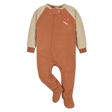 Gerber Baby Boys Toddler Loose Fit Flame Resistant Fleece Footed Pajamas 2-Pack, Fox Green, 5T
