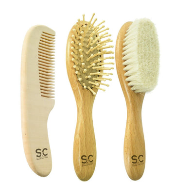Baby Hair Brush And Baby Comb Set For Newborn, Boy And Girl - Wooden Baby Brush W/Soft Goat Bristles For Cradle Cap - Infant, To
