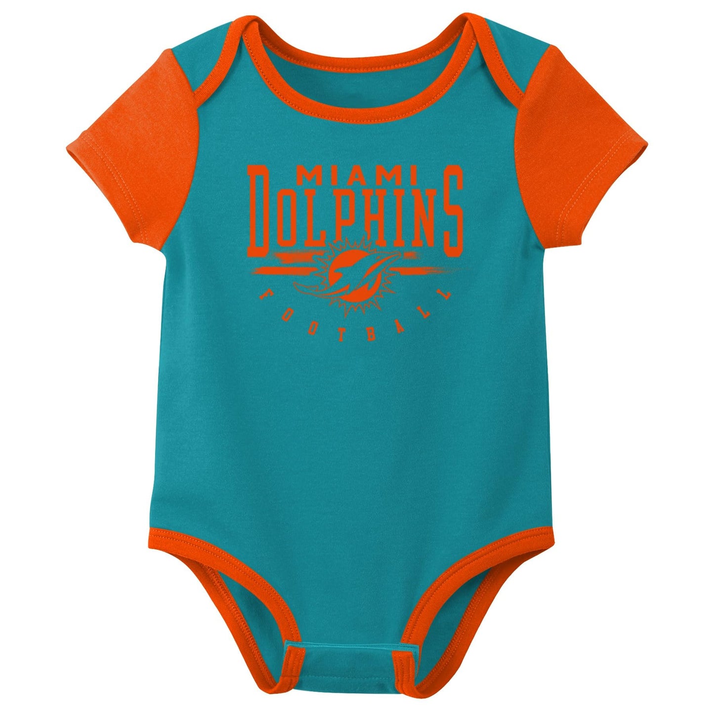Outerstuff Nfl Newborn Baby And Infant Short Sleeve Bodysuit Variety 3-Pack - Miami Dolphins, 18M
