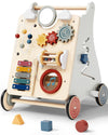 Detachable Baby Walker for Toddlers 1 Year Old Wooden Montessori Busy Board Adjustable Speed Push & Pull Walker Activity Learnin