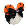 Jiahang Baby Girl Halloween Mouse Ears Turban Headwrap With Sequin Bows, Wide Velvet Hairband, Hair Bow Headband For Newborn Tod