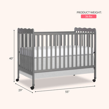 Dream On Me Carson Classic 3-In-1 Convertible Crib In Steel Grey