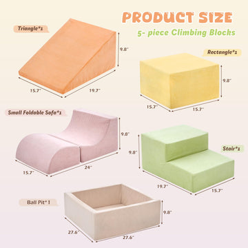 Quchi Climbing Toys For Toddlers, Toddler Climbing Toys Indoor, 5-Piece Foam Climbing Blocks With Ball Pit (Balls Not Included),