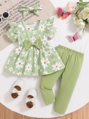 Toddler Girl Clothes 18-24 Month Girl Clothes Baby Girl Outfits Fall Cute Ruffle Honeybee Pants Set Infant Winter Clothes For Li