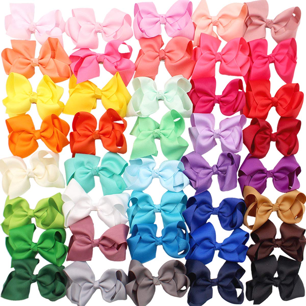 Joyoyo 40Pcs 4.5' Hair Bows Alligator Clips Grosgrain Ribbon Big Bows Clips For Girls Toddlers Kids Children