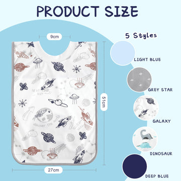 Newwiee 5 Pcs Large Towel Bib Toddler For Baby Toddler Cloth Bib Soft Pullover Baby Absorbent Full Coverage Drooling Feeding(Lov