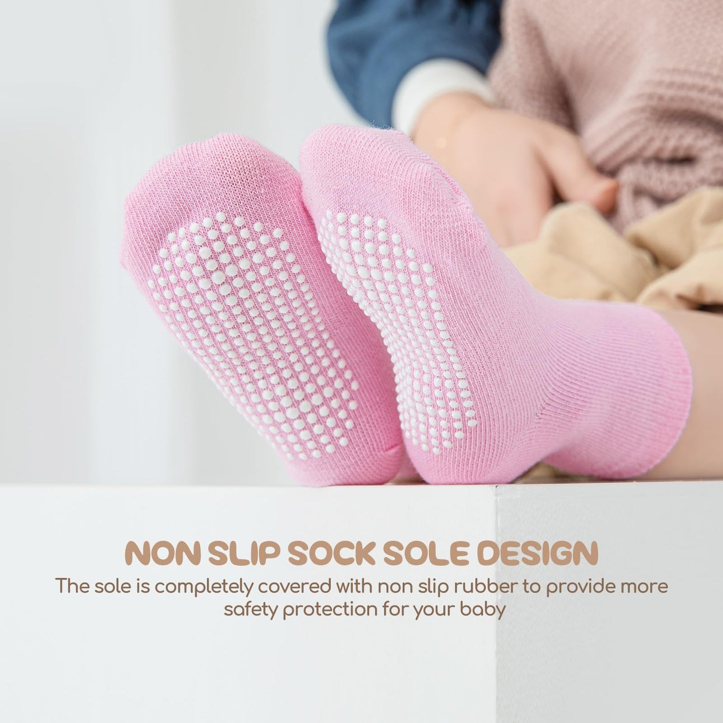 Aroveea Toddler Socks Non Slip Grip Baby Socks 12 Pack For Toddler Boys Girls Kids Socks,Cute Cotton Baby Socks