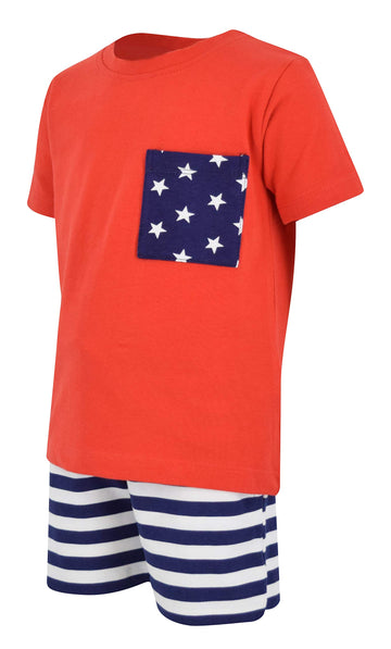 Unique Baby Boys Patriotic 4Th Of July 2-Piece Summer Outfit (2T, Red)
