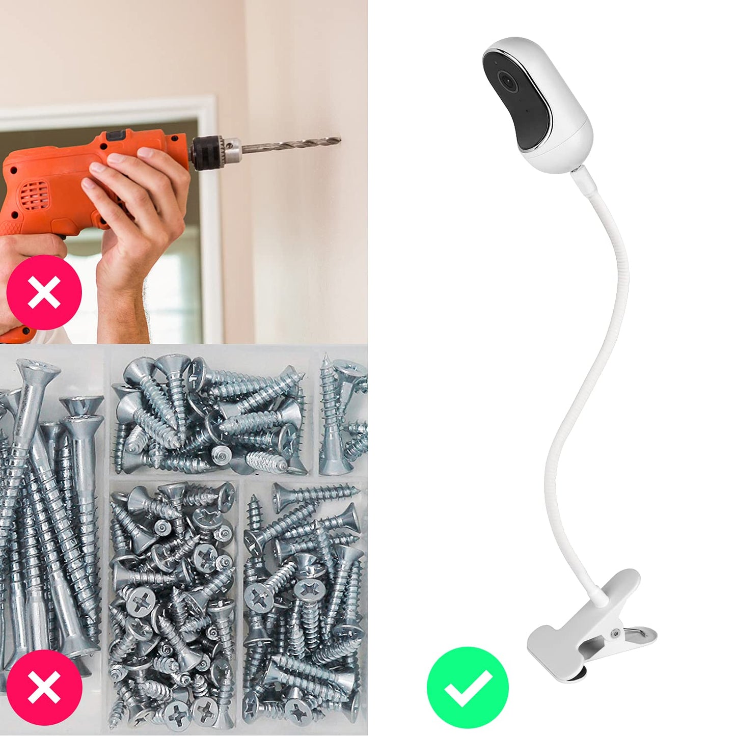 Gooseneck Baby Monitor Mount For Motorola, Owlet, Vava, Arlo Baby Monitor And Most Universal Baby Monitor Camera, Flexible Baby