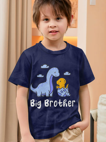 Funnycokid Big Brother Shirt 3T 2T Dinosaur Big Bro Short Sleeve Blue Big Brother Toddler T Shirt Pregnancy Announcement Gifts F