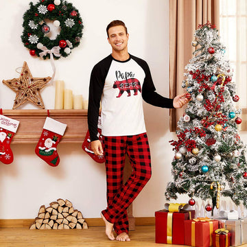 Iffei Matching Family Pajamas Sets Christmas Pj'S With Bear Printed Tee And Plaid Bottom Loungewear 6-7 Years