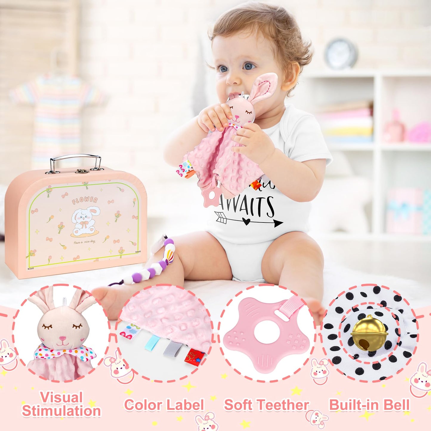Baby Shower Gifts For Girls, 10Pcs Baby Girl Baby Shower Gifts Set, Premium Essential Welcome Baby Girl Gifts Basket Set, Baby G