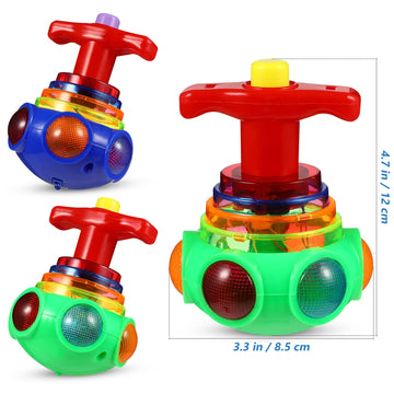 Toyandona 3Pcs Spinning Top Toys, Led Light Up Flashing Music Spinning Tops For Kids Gifts Birthday Party Favors Goodie Bag Fill