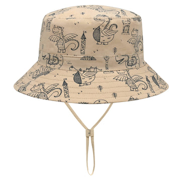 Olreco Z Dinosaur Khaki Baby Bucket Hat, Upf 50+ Sun Protection, Adjustable, For Baby Girls & Boys, Ages 0-24 Months, Summer