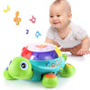 iPlay, iLearn Baby Musical Turtle Toy, Infant Crawling Toys Light Sound, Toddler Spanish English Bilingual Learning Educational,