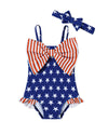 Mioglrie Baby Girl Swimsuit Toddler 4Th Of July Swimsuit 2T-3T Bathing Suit Star Ruffle Stripe Summer Beach One Piece Swimwear F