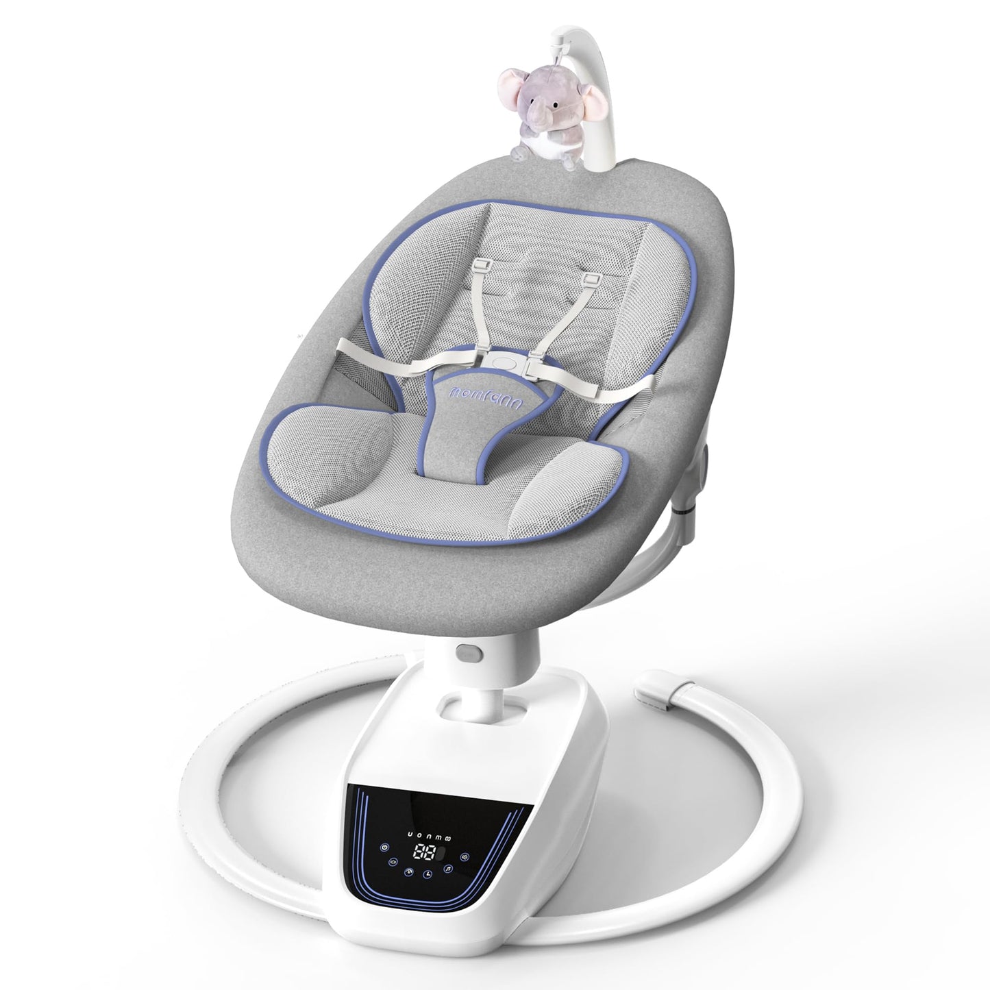 Baby Swing for Infants, 3D-Motion Electric Infant Swing for Baby Boy Girl, Adjustable Height and Angle 360Rotating Seat (Light G