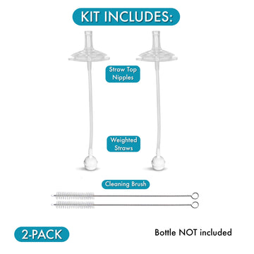 Straw Cup Conversion Kit For Nanob B Flexy Silicone Baby Bottles 2-Count | Soft Food Grade Silicone Sippy Spout Nipples, Weig