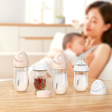 Gulicola Natural Glass Baby Bottle 4 Pack, Newborn Breastfeeding Bottles Set, Extra Slow Flow Nipples (Ss), Anti Colic, 0 Months