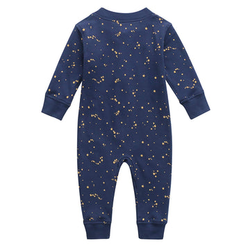Owlivia Organic Cotton Baby Boy Girl Zip Up Sleep N Play, Footless, Long Sleeve(6-12 Months, Starry Sky)