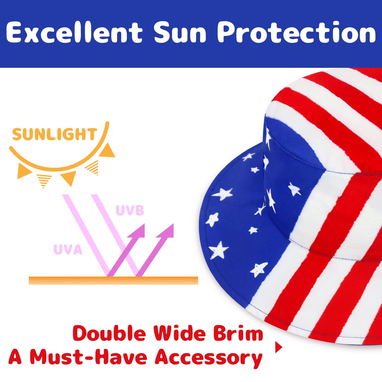 Olreco Kids Sun Hat Boys Sun Hat For Kids Bucket Hats For Kids Beach Hat American Flag Sun Hat Girls Sun Hat Toddler Bucket Hat,