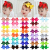 Jollybows 40Pcs Baby Girls Grosgrain Ribbon Hair Bows Headbands 4' Elastic Hair Band Hair Accessories For Infants Newborn- Natu