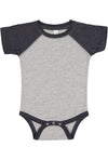 Rabbit Skins Baby Short Sleeve Raglan Baseball Bodysuit (4430) Vintage Heather/Vintage Navy, Nb