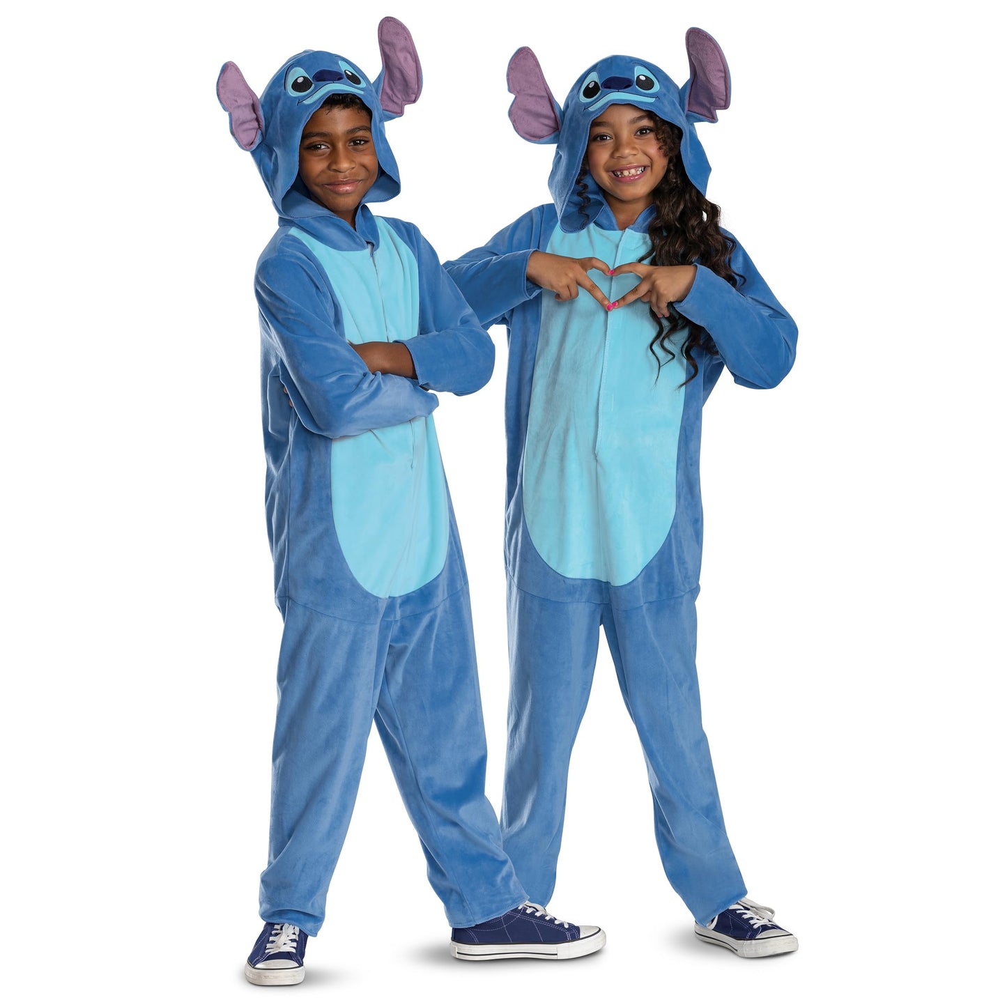 Disney Stitch Costume for Kids, Official Lilo and Stitch Hooded Jumpsuit Outfit, Child Size (7-8)