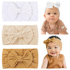 Jollybows 3Pcs Baby Nylon Headbands Hairbands Hair Bow Elastics For Baby Girls Newborn Infant Toddlers Kids (8-White+Beige+Ginge
