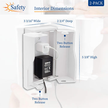 Safety Innovations Twin Door Baby Safety Outlet Cover Box For Babyproofing Outlets - More Interior Space For Extra Large Electri